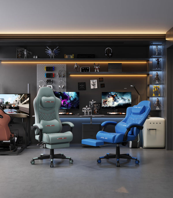 Ergonomic Gaming Chair with Retractable Footrest & Lumbar Support – 400 lb Capacity