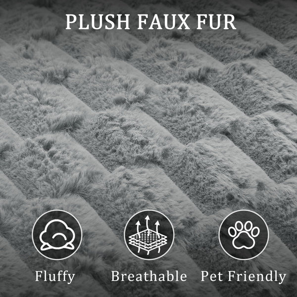Faux Fur Indoor Chaise Lounge Chair with Adjustable Backrest & Lumbar Pillows
