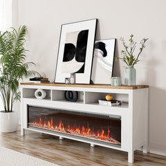 Electric Fireplace TV Stand with Open Storage – 55 to 98 Inch