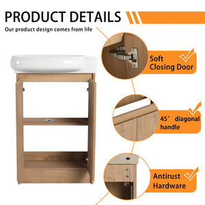 23-Inch Freestanding Bathroom Vanity with Ceramic Sink