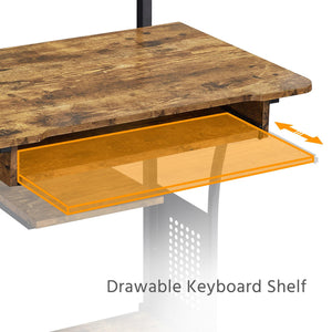 3-Tier Rolling Computer Desk with Keyboard Tray & Printer Shelf