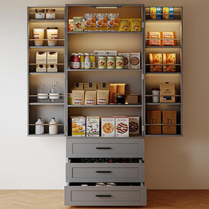 72" LED Kitchen Pantry Cabinet with Barn Doors