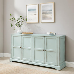 Sideboard Buffet Cabinet with Storage — Distressed Seafoam Blue