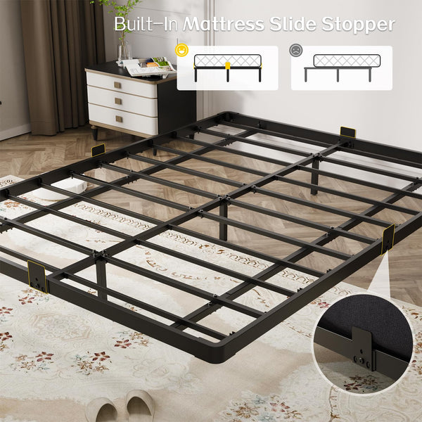 Floating Bed Frame with LED Lights & Charging Station