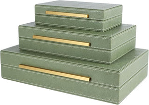 Faux Leather Decorative Boxes with Lids – Set of 3 Nesting Storage Boxes