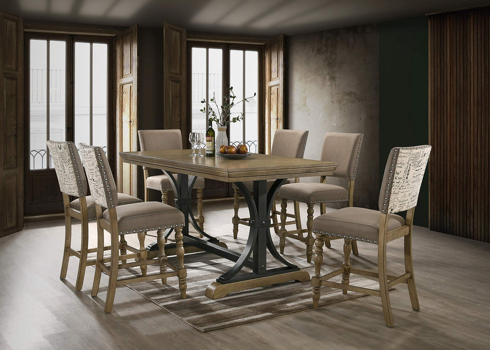 7-Piece Counter Height Dining Set with Nailhead Chairs – Driftwood
