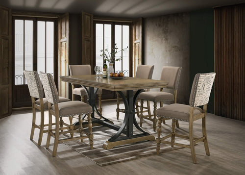 7-Piece Counter Height Dining Set with Nailhead Chairs – Driftwood