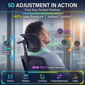 Ergonomic Office Chair with Footrest & Lumbar Massager