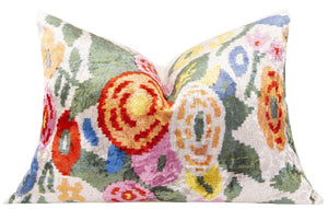Handmade Floral Velvet Throw Pillow 16x24