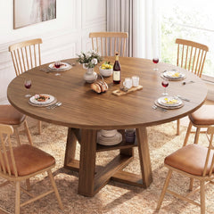 Extendable Round Dining Table for 4-8