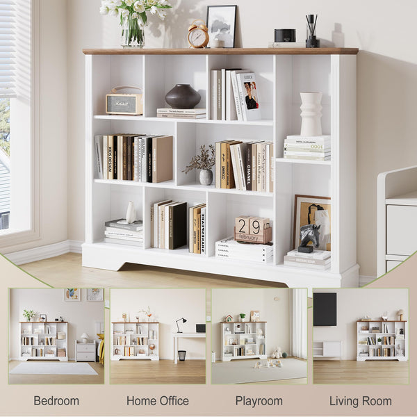 10-Cube Open Bookcase with Base – 3-Tier Storage Organizer