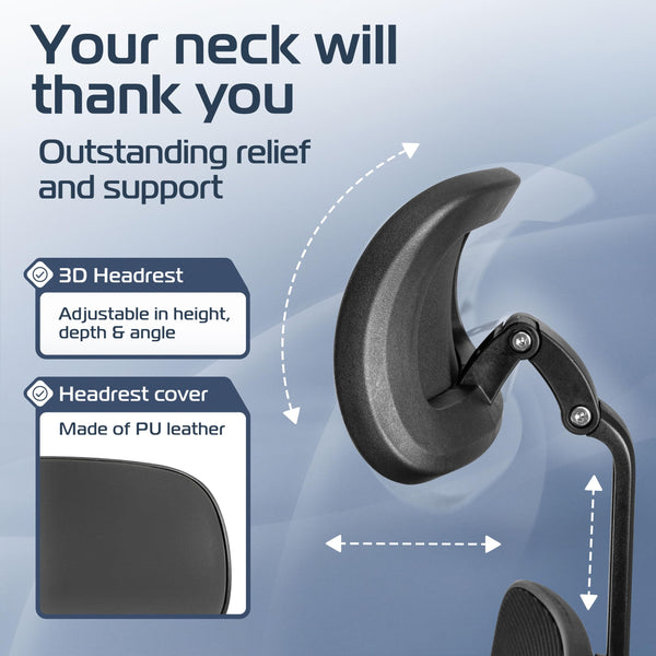 Ergonomic Office Chair with Mesh Back & 3D Headrest