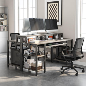 48-Inch Computer Desk with Keyboard Tray, Monitor Stand & Storage Shelves
