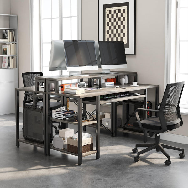 48-Inch Computer Desk with Keyboard Tray, Monitor Stand & Storage Shelves