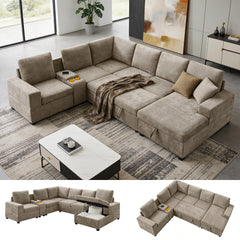Modular Sectional Sofa with Pull-Out Bed & Storage