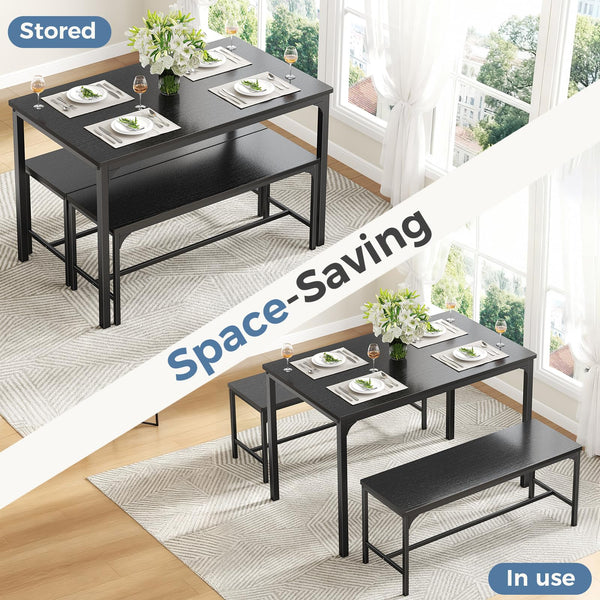 Dining Table Set for 4 with Bench – Space-Saving Kitchen Table Set