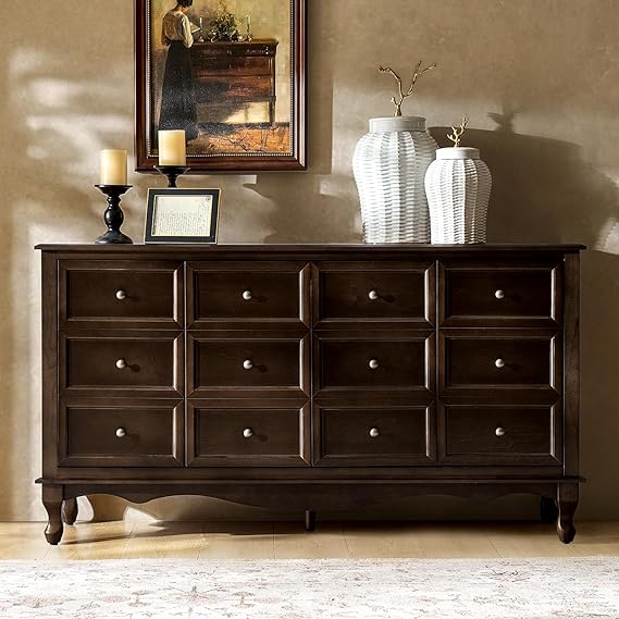 Transitional 4-Door Wood Sideboard with Adjustable Shelves, 58"