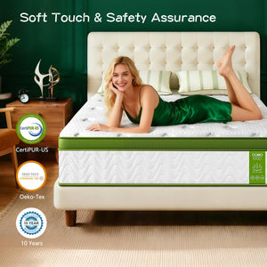 Twin Gel Hybrid Mattress – 10 Inch Euro Top, Pocket Springs, Medium Firm