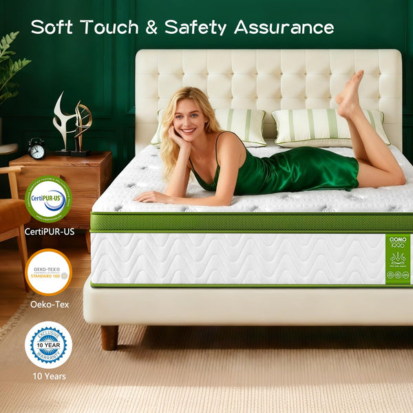 Twin Gel Hybrid Mattress – 10 Inch Euro Top, Pocket Springs, Medium Firm