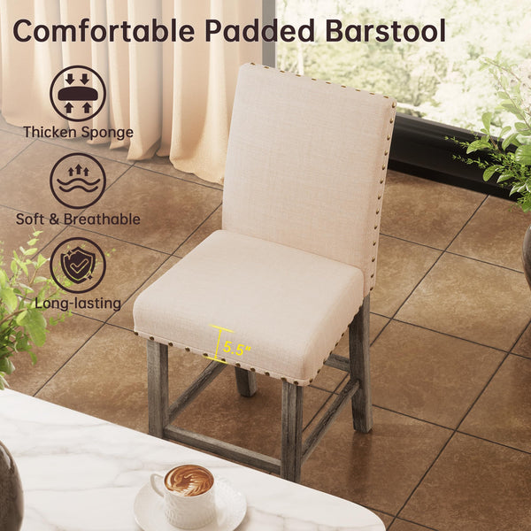 Counter Height Dining Table Set with Bar Stools – Farmhouse Square Kitchen Pub Table & Chairs