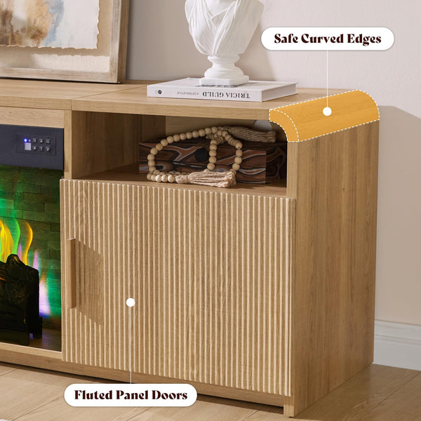 70" Fluted TV Stand with 30" Electric Fireplace