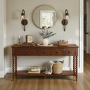 58" Narrow Console Sofa Table with Drawers & Lower Shelf