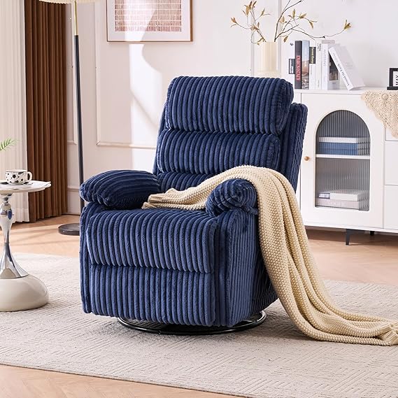 Velvet 360° Swivel Rocker Recliner Chair with Footrest