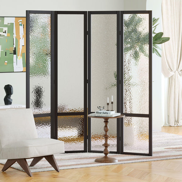 4-Panel Frosted Acrylic Room Divider