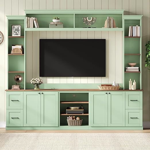 4-in-1 Wall Unit Entertainment Center with Bookshelf