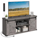 Farmhouse TV Stand with Sliding Barn Doors – Fits TVs up to 65"