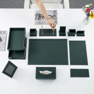11-Piece PU Leather Desk Organizer Set