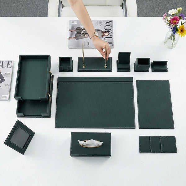 11-Piece PU Leather Desk Organizer Set