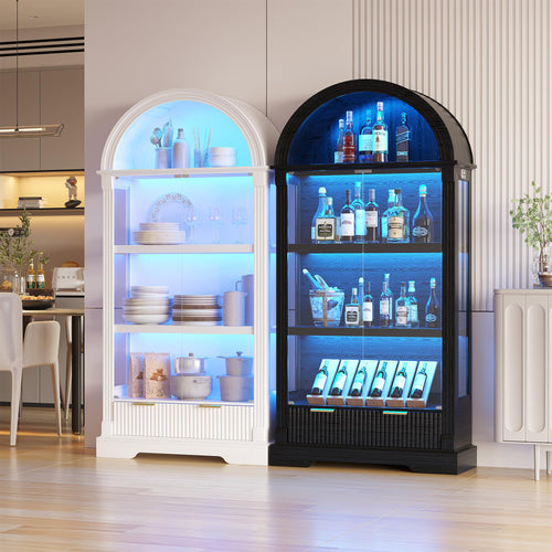 72" Lighted Display Cabinet with Glass Doors and Drawer