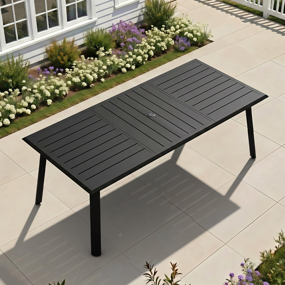 Outdoor Dining Table for 8 – Aluminum Patio Table with Umbrella Hole