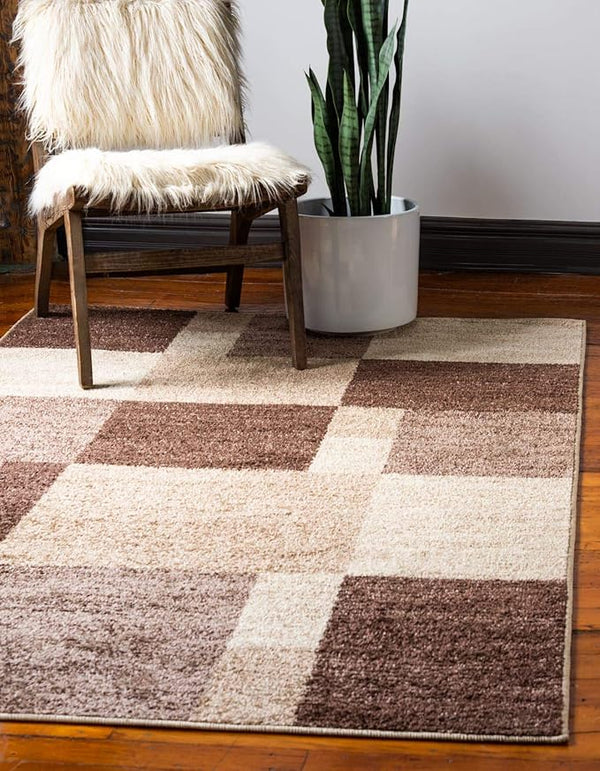 Patchwork Area Rug – Geometric Abstract, Polypropylene