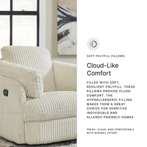 Swivel Glider Rocker Recliner with Bolster Pillows and Hidden Storage