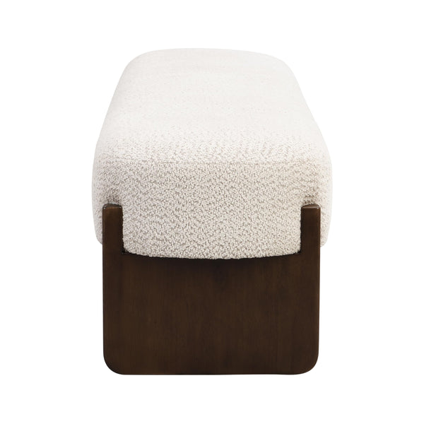 Rectangular Loop Yarn Ottoman Bench with Rubberwood Frame