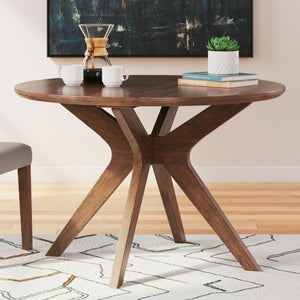 Round Dining Table, Seats 4, Medium Brown, 45"W x 29.75"H