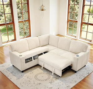 U-Shaped Sectional Sleeper Sofa with Pull-Out Bed