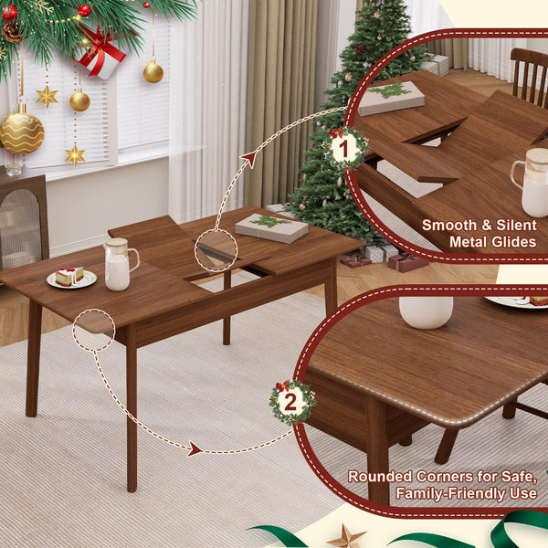 Extendable Solid Wood Dining Table, Seats 4 to 8