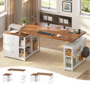 Height Adjustable Standing Desk with Drawers & Power Outlet, 61"