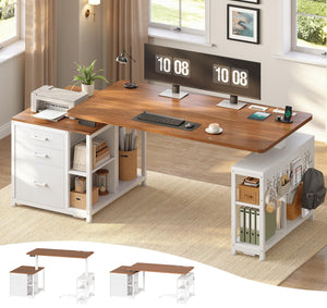 Height Adjustable Standing Desk with Drawers & Power Outlet, 61"