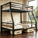 Metal Bunk Bed Twin over Full with Full-Length Guardrail
