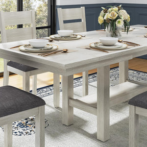 7-Piece Extendable Solid Wood Dining Table Set for 6 – Grey