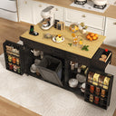 Rolling Kitchen Island with Power Outlet & Drop Leaf