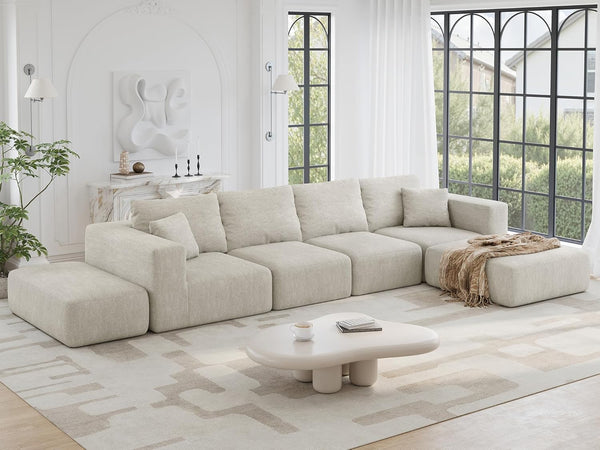 Modular Sectional Sofa, 6-Seater L-Shaped Cloud Couch with Memory Foam