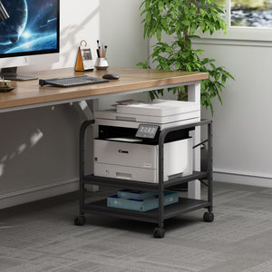 2-Tier Under Desk Printer Stand with Rolling Wheels