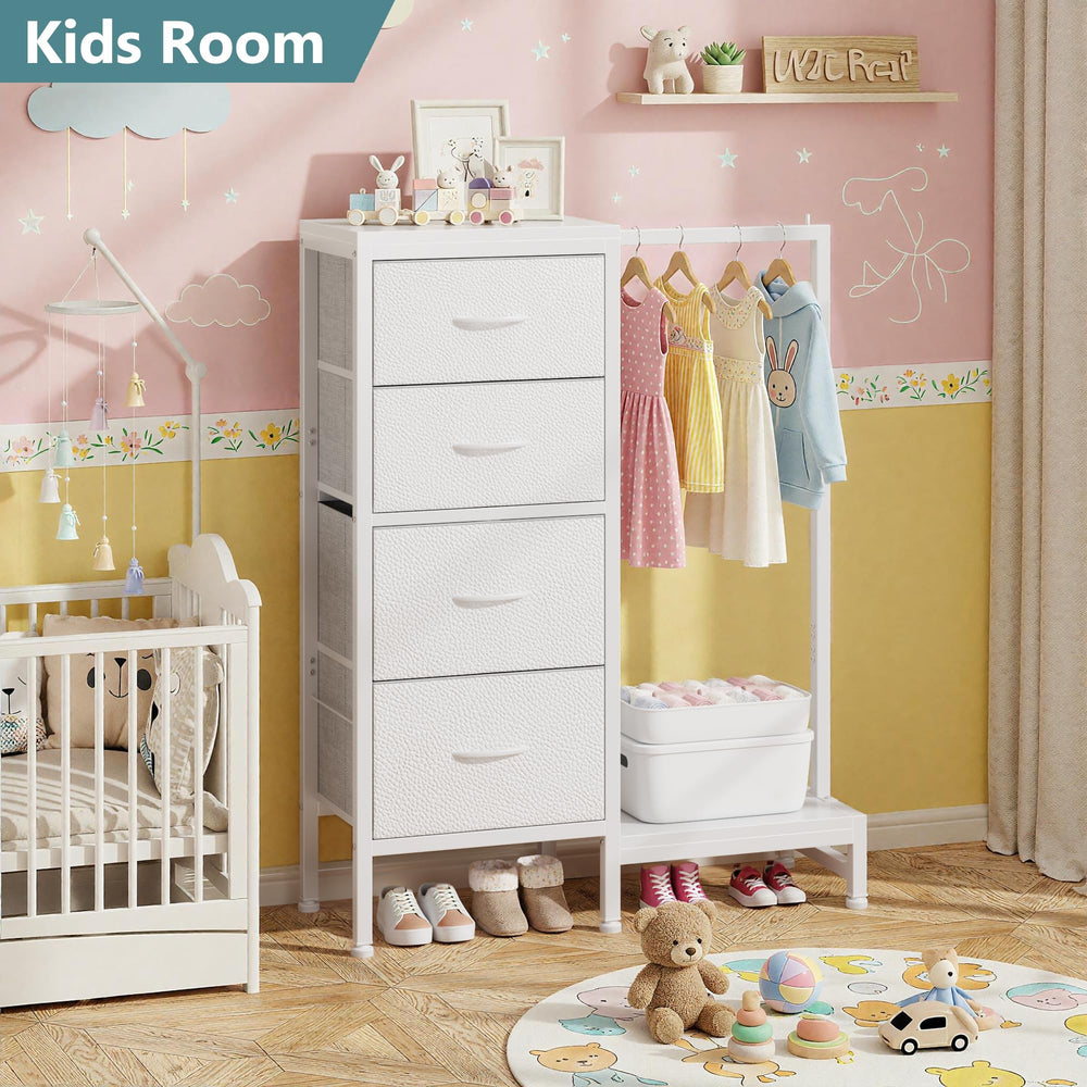 Tall Dresser with Hanging Rack & 4 Drawers