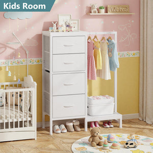 Tall Dresser with Hanging Rack & 4 Drawers