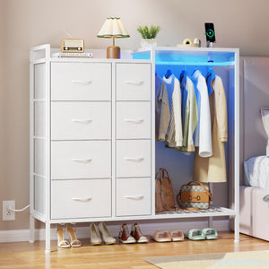 8-Drawer Dresser with Hanging Rack & LED Lights